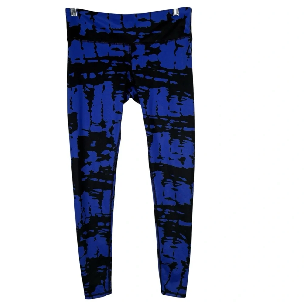ALO Womens Small Pull On Leggings Fitted Stretchy Black Blue Activewear Bottoms